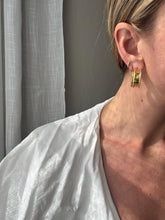 Load image into Gallery viewer, Vintage 90s Gold Tone Thick Hoop Statement Earrings