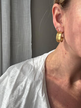 Load image into Gallery viewer, Vintage 90s Gold Tone Thick Hoop Statement Earrings
