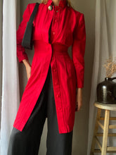 Load image into Gallery viewer, Vintage Red Coat Dress: Fitted Mandarin Collar, Made in USA