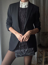 Load image into Gallery viewer, Vintage Black Beige Vine Pattern Dress Short Sleeve Stretchy