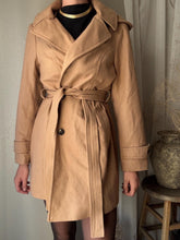 Load image into Gallery viewer, Vintage London Fog Wool Caramel Camel Oversized Coat with Waist Tie Removable Hood