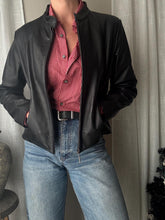 Load image into Gallery viewer, Vintage 90s 2000s Black Soft Leather Jacket Mandarin Collared Jacket

