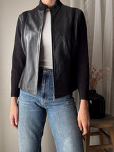 Load image into Gallery viewer, Vintage Black Leather and Knit Jacket
