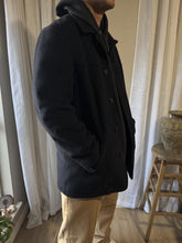 Load image into Gallery viewer, Vintage Wool Mens Black Winter Coat Quilted Lining
