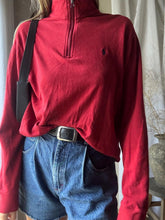 Load image into Gallery viewer, Vintage Ralph Lauren Polo Red Oversized Henley Quarter Zip Pullover Sweater
