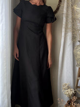 Load image into Gallery viewer, Vintage Black Empire Waist Short Sleeve Long Dress Made in USA
