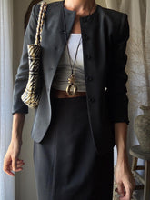 Load image into Gallery viewer, Vintage Silk Collarless Blazer Shoulder Pads Petite
