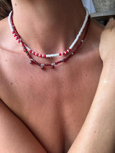 Load image into Gallery viewer, Vintage White and Red Beaded Necklace
