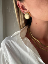 Load image into Gallery viewer, Vintage 90s Gold Plaid Textured Embossed Circle Statement Earrings
