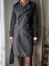 Load image into Gallery viewer, Vintage Oversized Wool Coat: Dark Gray Notched Collar, Size M-XL
