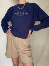 Load image into Gallery viewer, Vintage Cotton Khaki Sweat Shorts with Navy Blue Keep Earth Vintage Embroidered Logo
