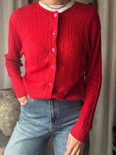Load image into Gallery viewer, Vintage Red Cable Knit Cardigan

