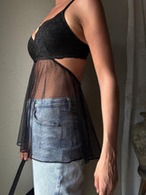 Load image into Gallery viewer, Secondhand Victoria's Secret Black Semi Sheer Backless Lace Tank Top Adjustable Straps
