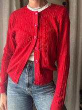 Load image into Gallery viewer, Vintage Red Cable Knit Cardigan
