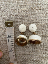 Load image into Gallery viewer, Preloved Off White Fabric and Gold Statement Drop Bell Earrings
