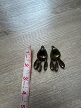 Load image into Gallery viewer, Vintage 90s Hammered Bronzed Drop Statement Earrings
