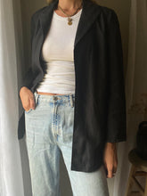 Load image into Gallery viewer, Vintage Black Linen Oversized Blazer
