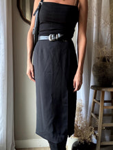 Load image into Gallery viewer, Vintage Deadstock Classic Black Long Maxi Skirt with Front Slit and NWT Lined
