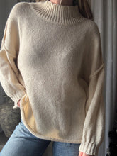 Load image into Gallery viewer, Vintage Off White Oversized Knit Mock Neck Sweater
