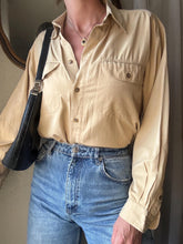 Load image into Gallery viewer, Vintage Silk Cotton Beige Oversized Button Up Button Down

