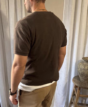 Load image into Gallery viewer, Vintage Mens Chocolate Brown Ribbed Short Slightly Cropped Cotton TShirt Menswear
