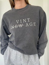 Load image into Gallery viewer, Upcycled Vintage Steel Grey Sweatshirt: Embroidered Logo, Made in USA
