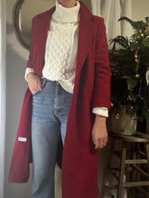Load image into Gallery viewer, Vintage Red Wool Long Coat Double Breasted Made in USA
