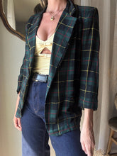 Load image into Gallery viewer, Vintage Forest Green Black Yellow Red Plaid Boyfriend Blazer

