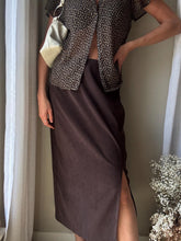 Load image into Gallery viewer, Vintage Dark Chocolate Brown Low Rise Faux Suede Long Skirt
