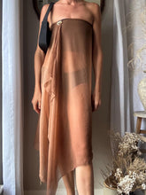 Load image into Gallery viewer, Vintage Semi Chocolate Brown Scarf Wrap Skirt with Subtle Rhinestone Crystals NWT
