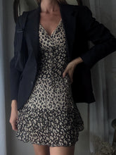 Load image into Gallery viewer, Vintage Pure Silk Leopard Animal Print Mini Crinkle Dress Lined Petite
