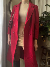 Load image into Gallery viewer, Vintage Red Wool Long Coat Double Breasted Made in USA
