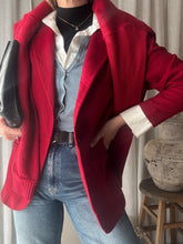 Load image into Gallery viewer, Vintage Pure Wool Dark Red Oversized Blazer Structured Shoulders
