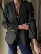 Load image into Gallery viewer, Vintage Dark Olive Brown Wool Blazer Structured Shoulders
