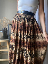 Load image into Gallery viewer, Vintage Abstract Animal Print Pattern Long Rayon Midi Skirt Stretchy Waist Made in USA

