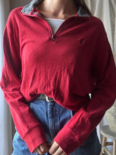 Load image into Gallery viewer, Vintage Ralph Lauren Polo Red Oversized Henley Quarter Zip Pullover Sweater
