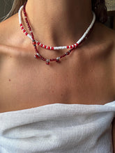 Load image into Gallery viewer, Vintage White and Red Beaded Necklace
