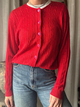 Load image into Gallery viewer, Vintage Red Cable Knit Cardigan
