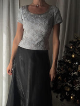 Load image into Gallery viewer, Vintage Silver Beaded Short Sleeve Crop Top
