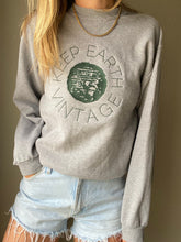 Load image into Gallery viewer, Upcycled Vintage Heather Grey Long Sleeve Sweatshirt Forest Green Keep Earth Vintage Logo
