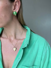 Load image into Gallery viewer, Vintage Jade Green Enamel Stud Earrings with Diamond Center Detail
