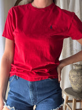 Load image into Gallery viewer, Vintage Ralph Lauren Polo Tee: Cherry Red Cotton, Navy Pony Embroidery
