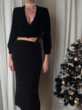 Load image into Gallery viewer, Vintage Black Velvet Long Maxi Skirt Made in USA
