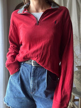 Load image into Gallery viewer, Vintage Ralph Lauren Polo Red Oversized Henley Quarter Zip Pullover Sweater
