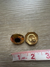 Load image into Gallery viewer, Vintage Gold Hexagon Stud Earrings with Black Center
