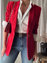 Load image into Gallery viewer, Vintage Structured Red Blazer Slightly Padded Shoulders
