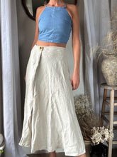 Load image into Gallery viewer, Vintage Upcycled Cotton Denim Square Neck Halter Tie Top Handmade
