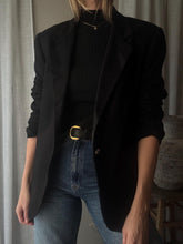 Load image into Gallery viewer, Vintage Classic Black Wool Oversized Boyfriend Blazer

