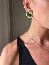 Load image into Gallery viewer, Vintage 90s Gold Black Enamel Ring Statement Earrings
