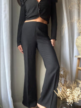 Load image into Gallery viewer, Vintage Deadstock Classic Black Wide Leg Trousers 34.5" Inseam
